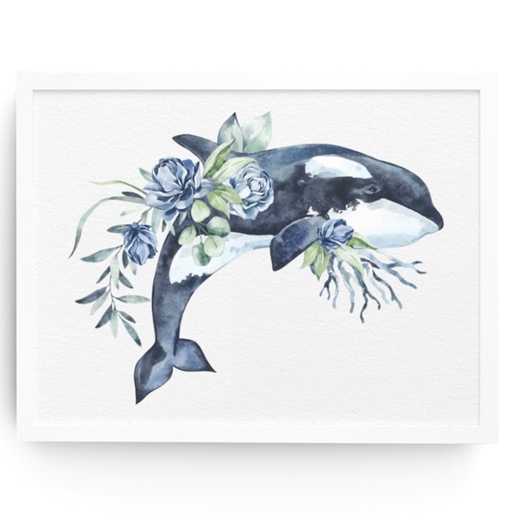 Other - Watercolor Orca Whale Wall Art Illustration Print Unframed
